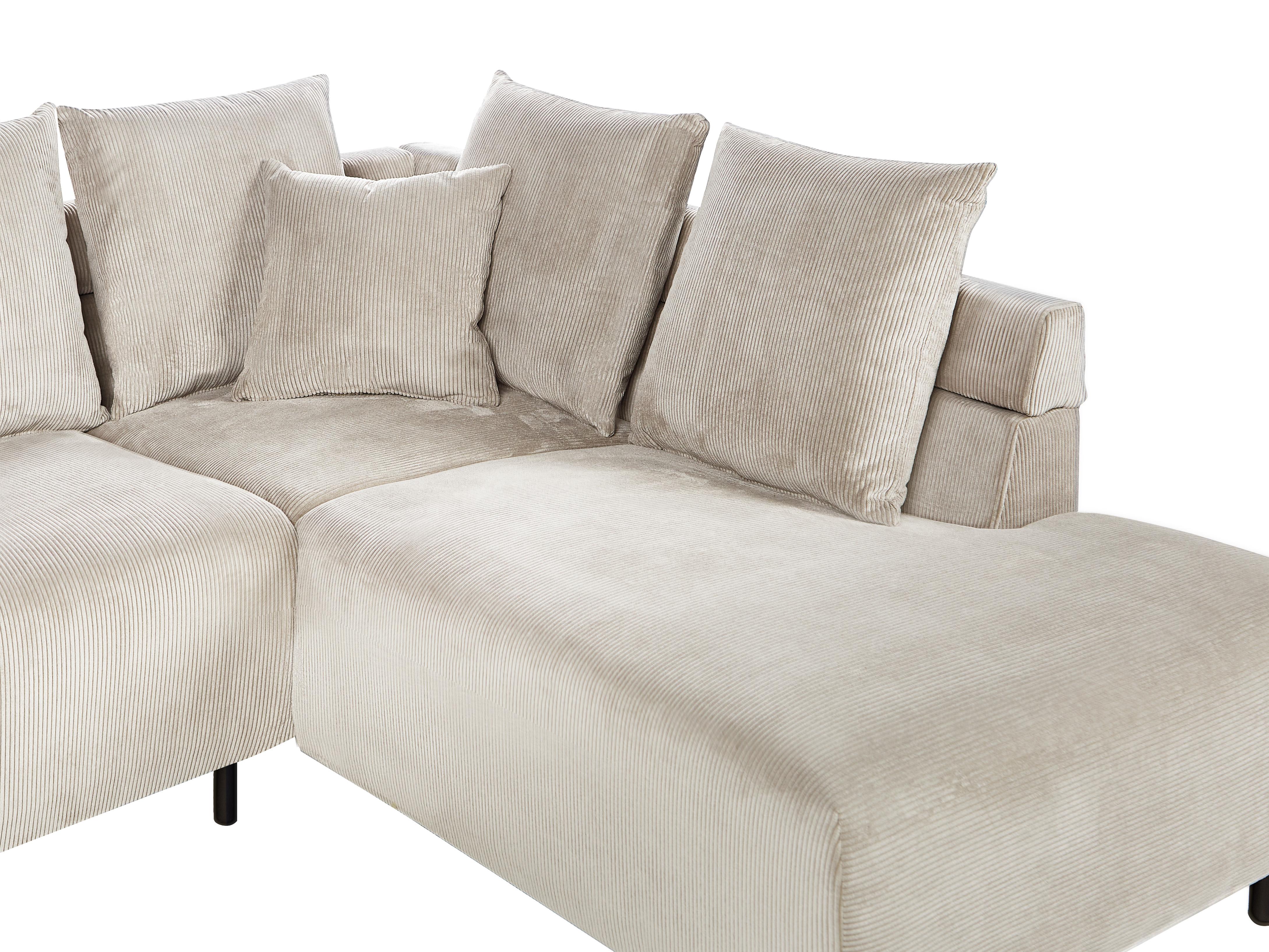 Hoekbank 4-zits LUNNER Corduroy Beige linkszijdig