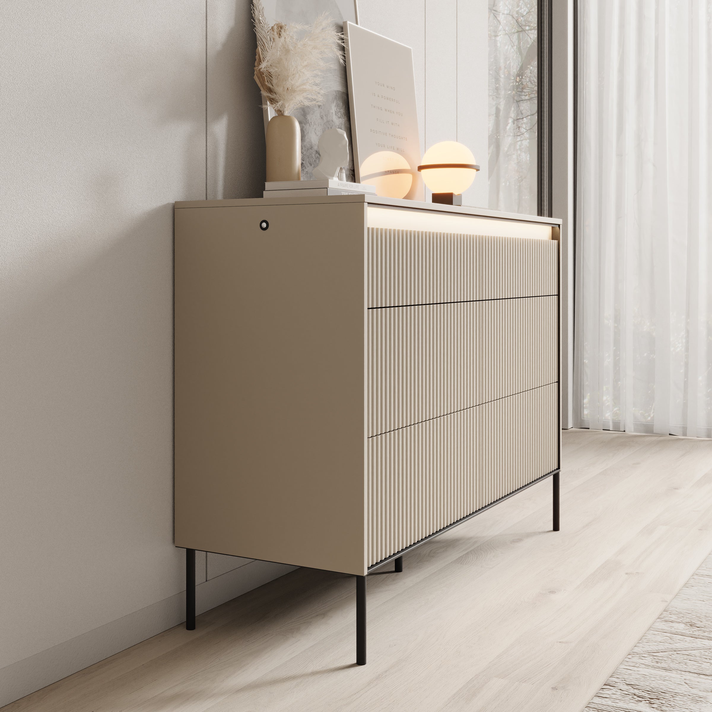 Timoteo - Ladekast - Beige - 130x47x94 cm