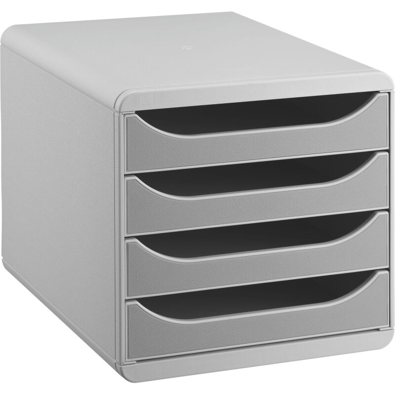 Module de classement Exacompta Big Box coffre gris clair 4 tiroirs couleur