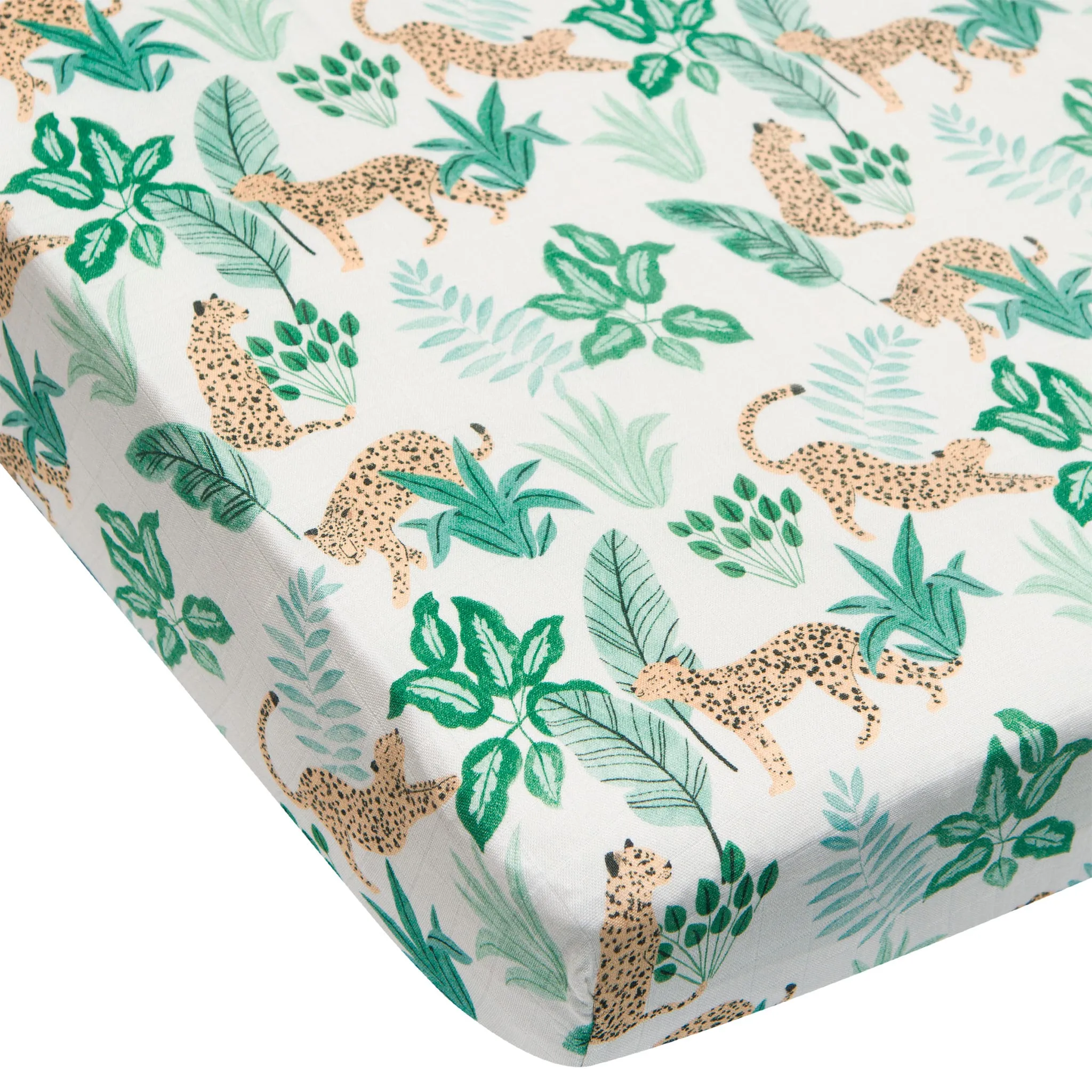 Loulou Lollipop Drap Contour pour Lit de Bébé - Mousseline Bambou Jungle