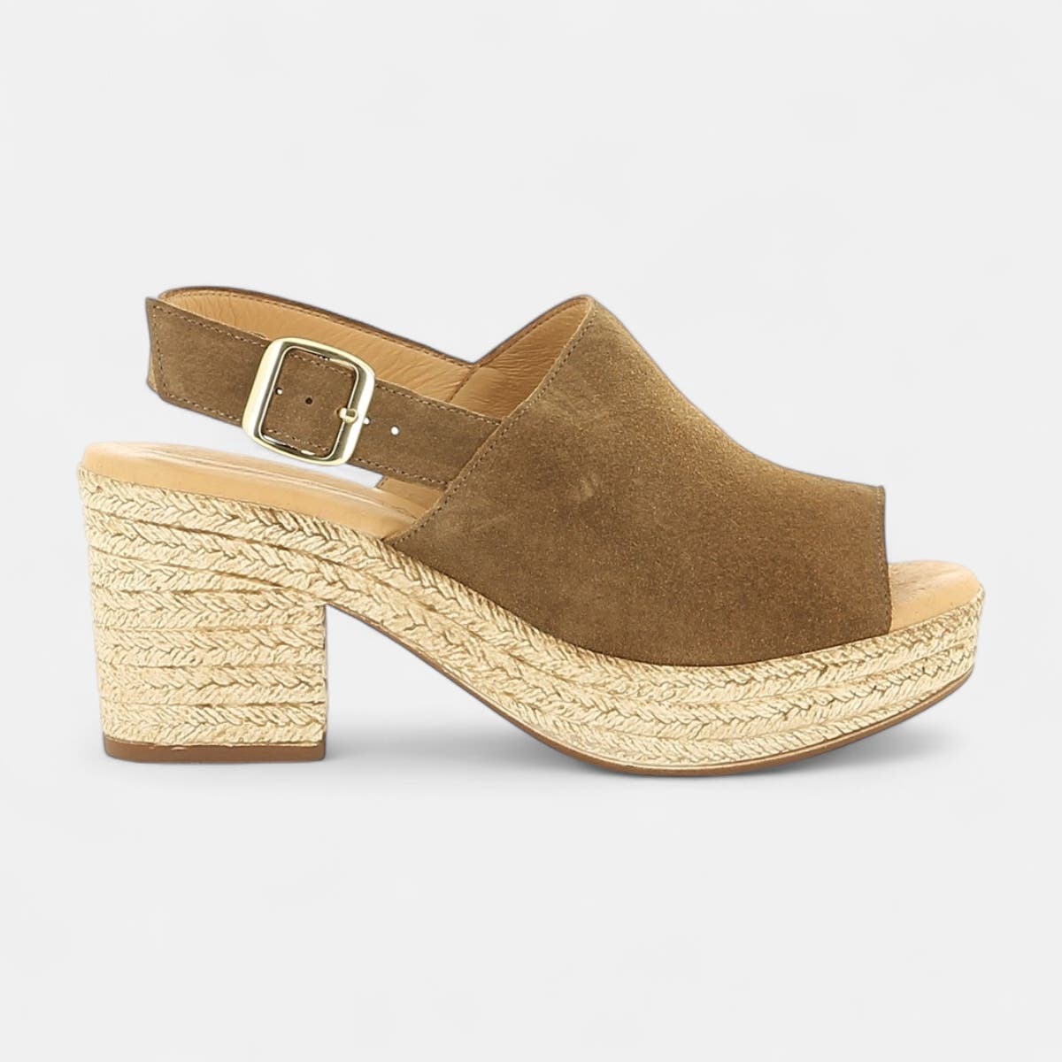Sandales à talon Femme en cuir marron