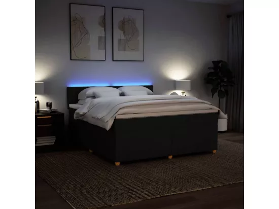Sommier à lattes de lit avec matelas Noir 180x200 cm Tissu