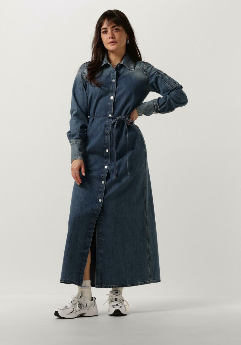 VANILIA blauwe vanilia midi jurk denim midi dress