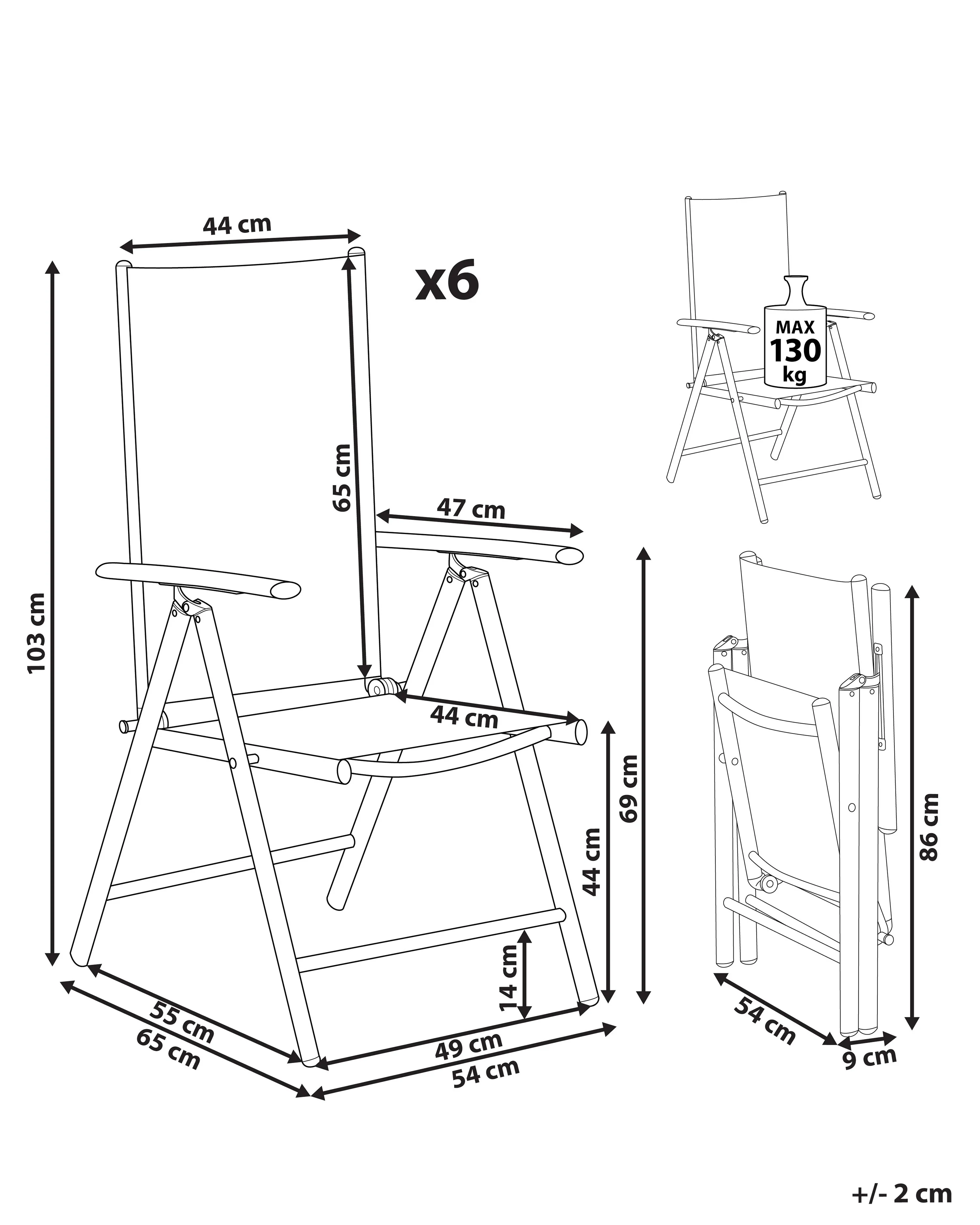 Set van 6 tuinstoelen CATANIA Metaal Grijs