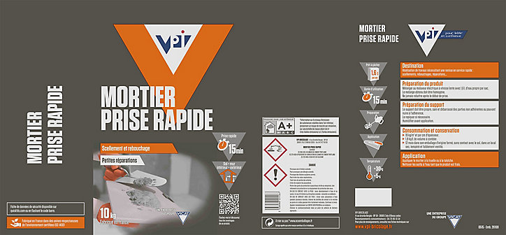Mortier prise rapide 10kg scellement et rebouchage