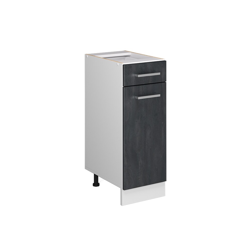 Vicco Schubunterschrank R-Line Schwarz Beton Weiß 30 cm mit Arbeitsplatte Weiß-Marmor