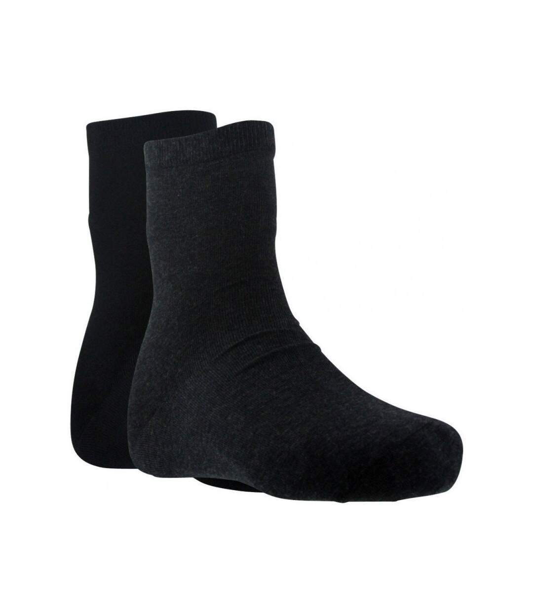 DIM Lot de 2 paires de Chaussettes Femme Coton PURCOTON Anthracite Noir
