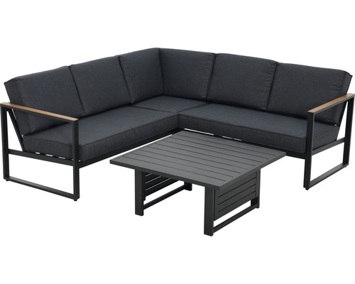 Garden Place Viven 4-zits loungeset inclusief in hoogte verstelbare tafel en kussens, antraciet aluminium