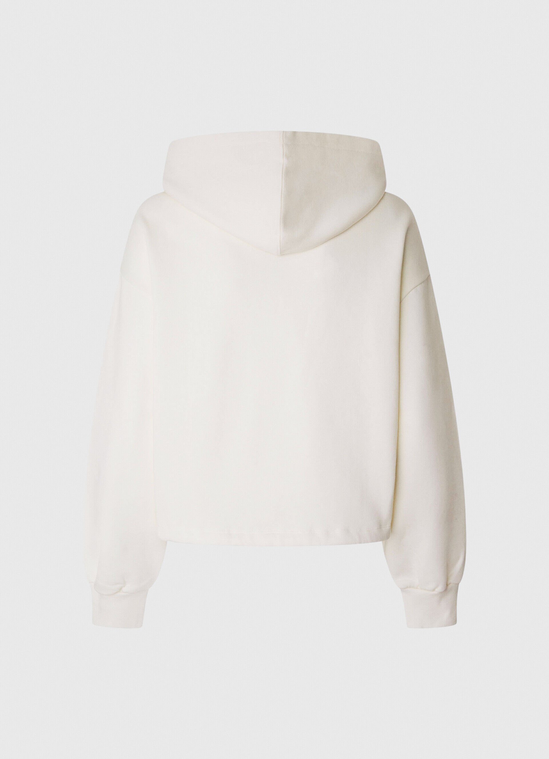 Moletom de algodão com logo bordado - branco mousse