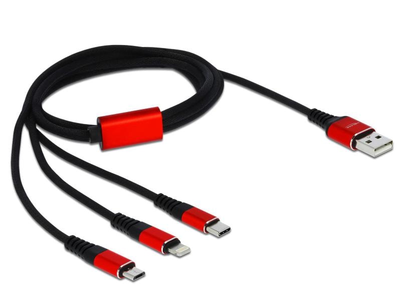 Delock USB-Ladekabel 3-in-1 USB A - Lightning/Micro-USB B/U Delock USB Ladekabel 3 in 1 für Lightning / Micro USB / USB Type-C 1 m