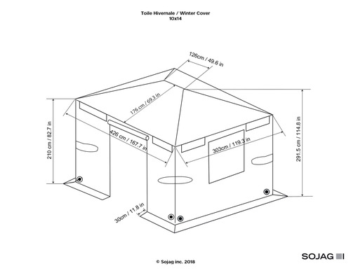 SOJAG winterhoes voor paviljoen 10x14 grijs