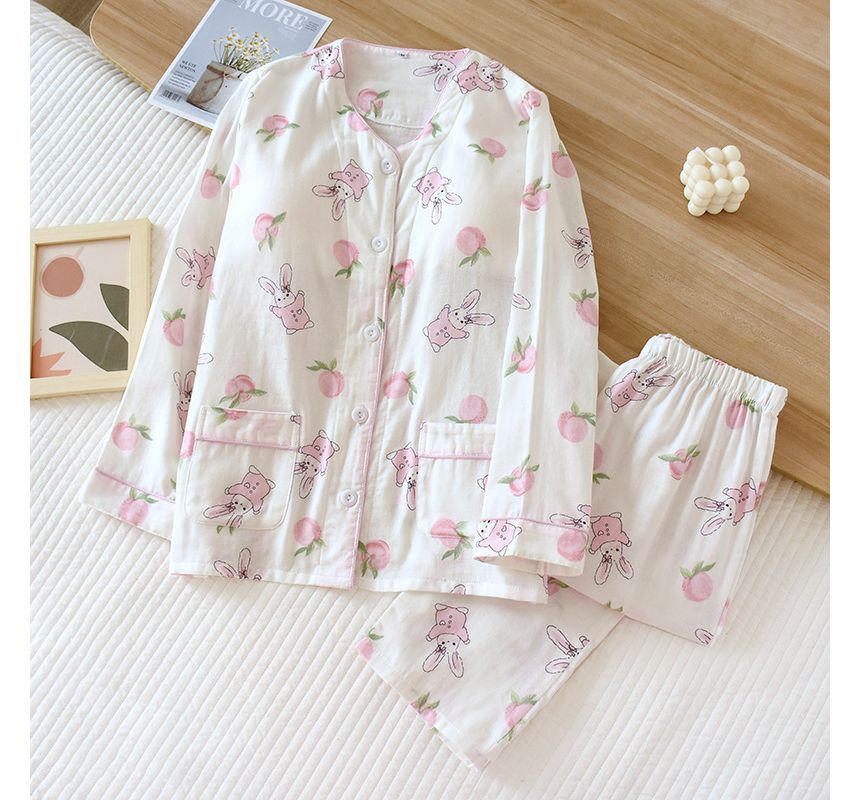 Somnus - Zwangerschapspyjamaset: top met lange mouwen en print + broek
