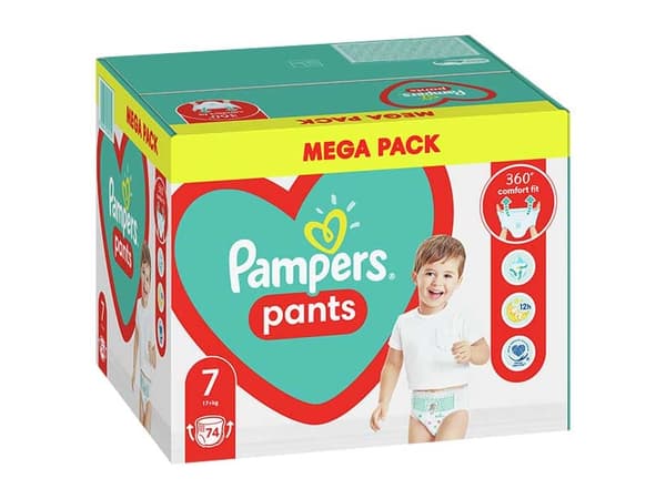 Pampers Pants 7 bleier, 17+ kg, 74 stk.