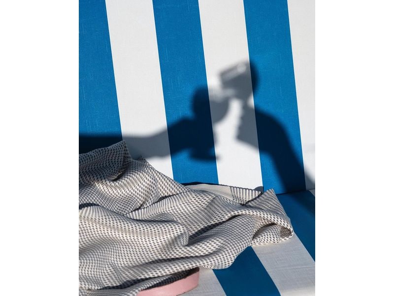 Urbanara Strandtuch Bolu 95 x 180 cm, Graublau / Naturweiss Badetuch