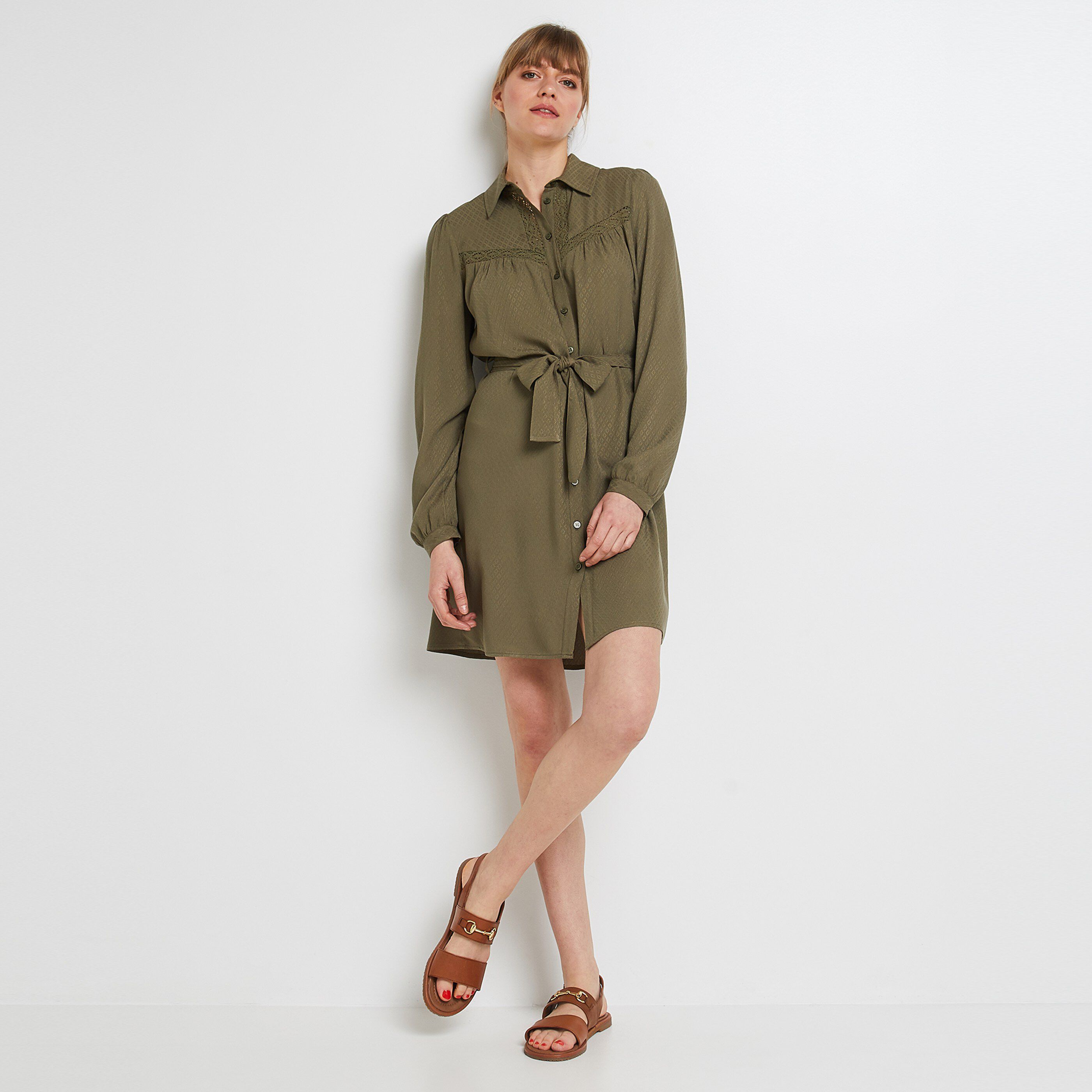 Robe chemise femme - KAKI