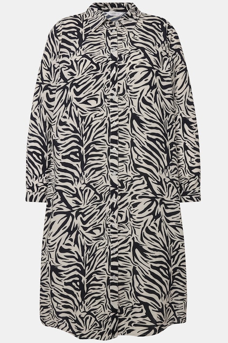 Longbluse, Zebradruck, Rücken-Statement, Hemdkragen, Langarm