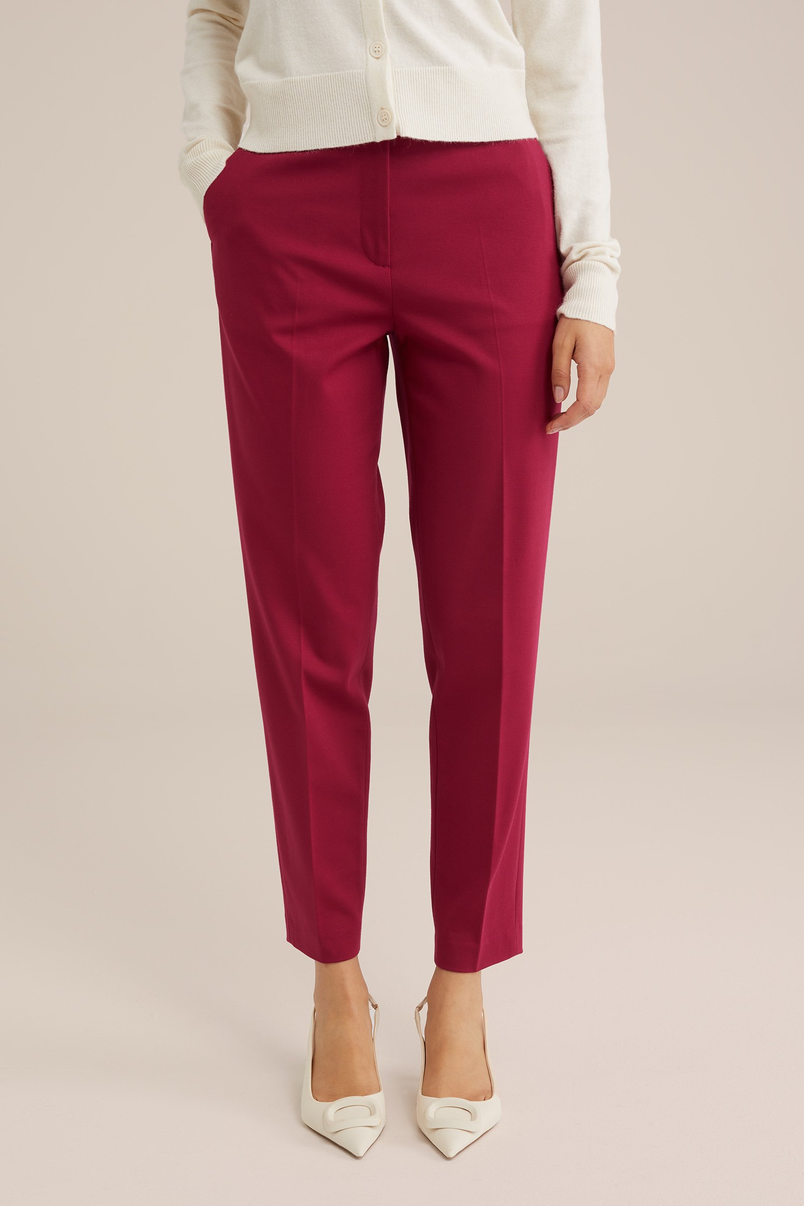 slim fit pantalon met stretch WE Fashion Rood