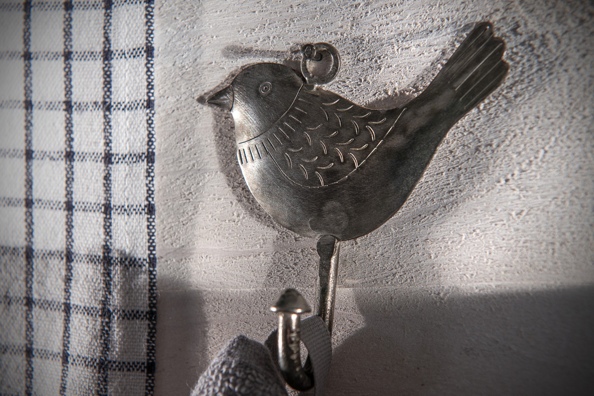 Wandhaken 'Oiseau' aus Metall, vernickelt, B 8 cm, H 8 cm von fischer's lagerhaus