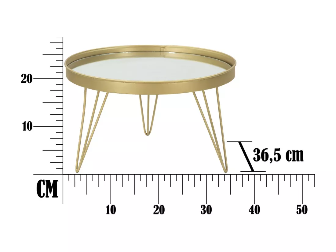 Porte-objet en métal doré avec plateau miroir Ø 36,5x22 cm
