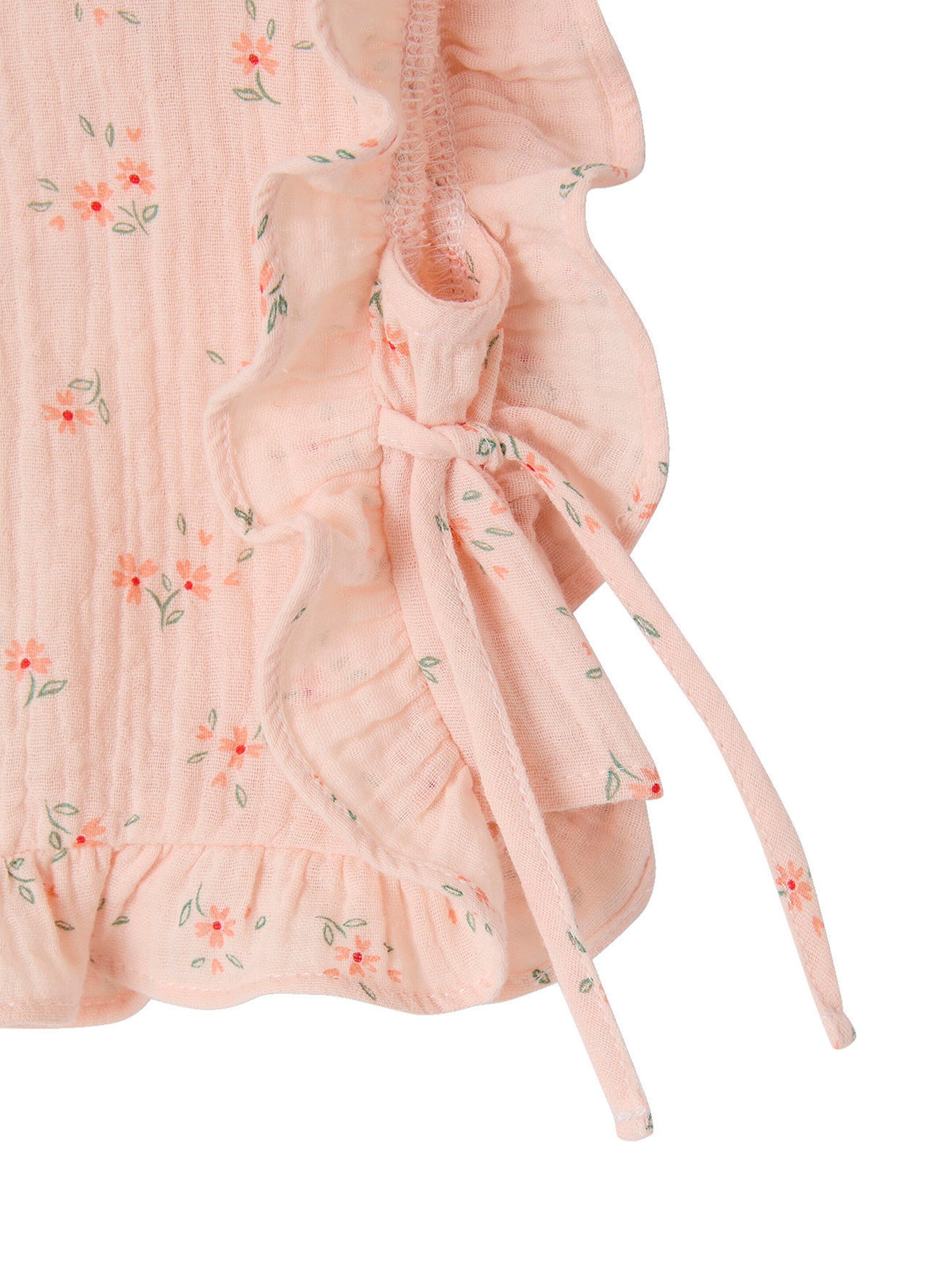 Vertbaudet Mädchen Baby-Set: Bluse, Shorts & Haarband aus Musselin hellrosa