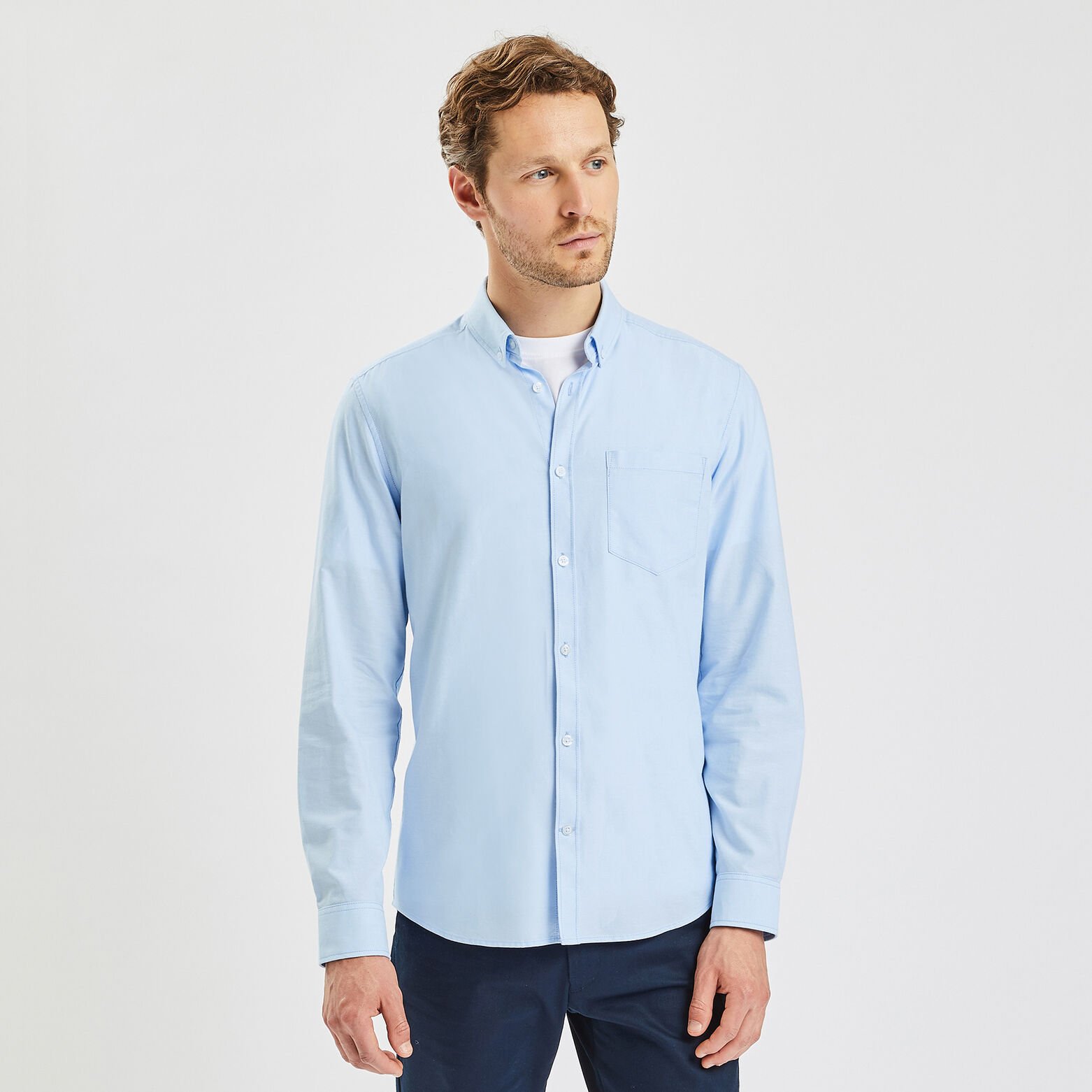 Chemise slim oxford unie coton recyclé Bleu clair