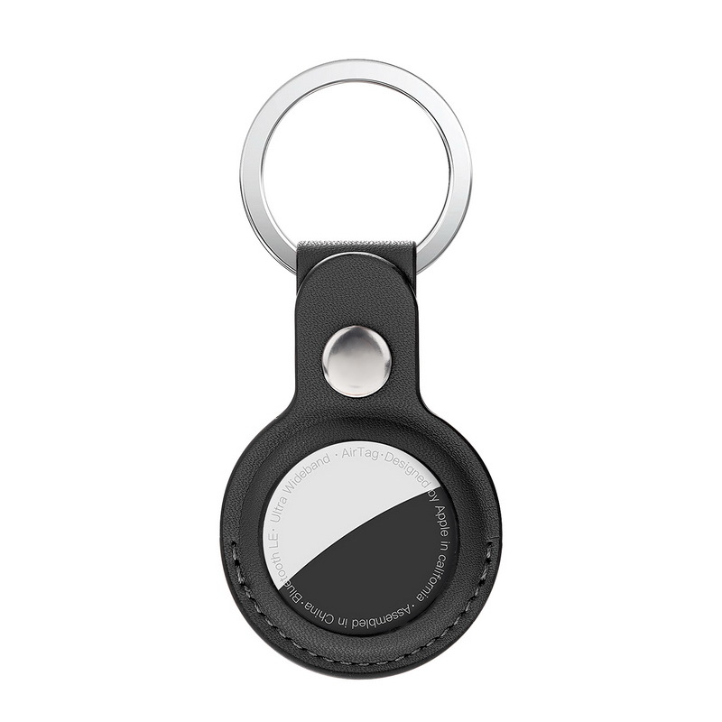 (4er Set) Apple AirTag Anhänger Leder Case Hülle Schlüsselanhänger mit Schlüsselring - Rosa / Grün / Rot / Schwarz