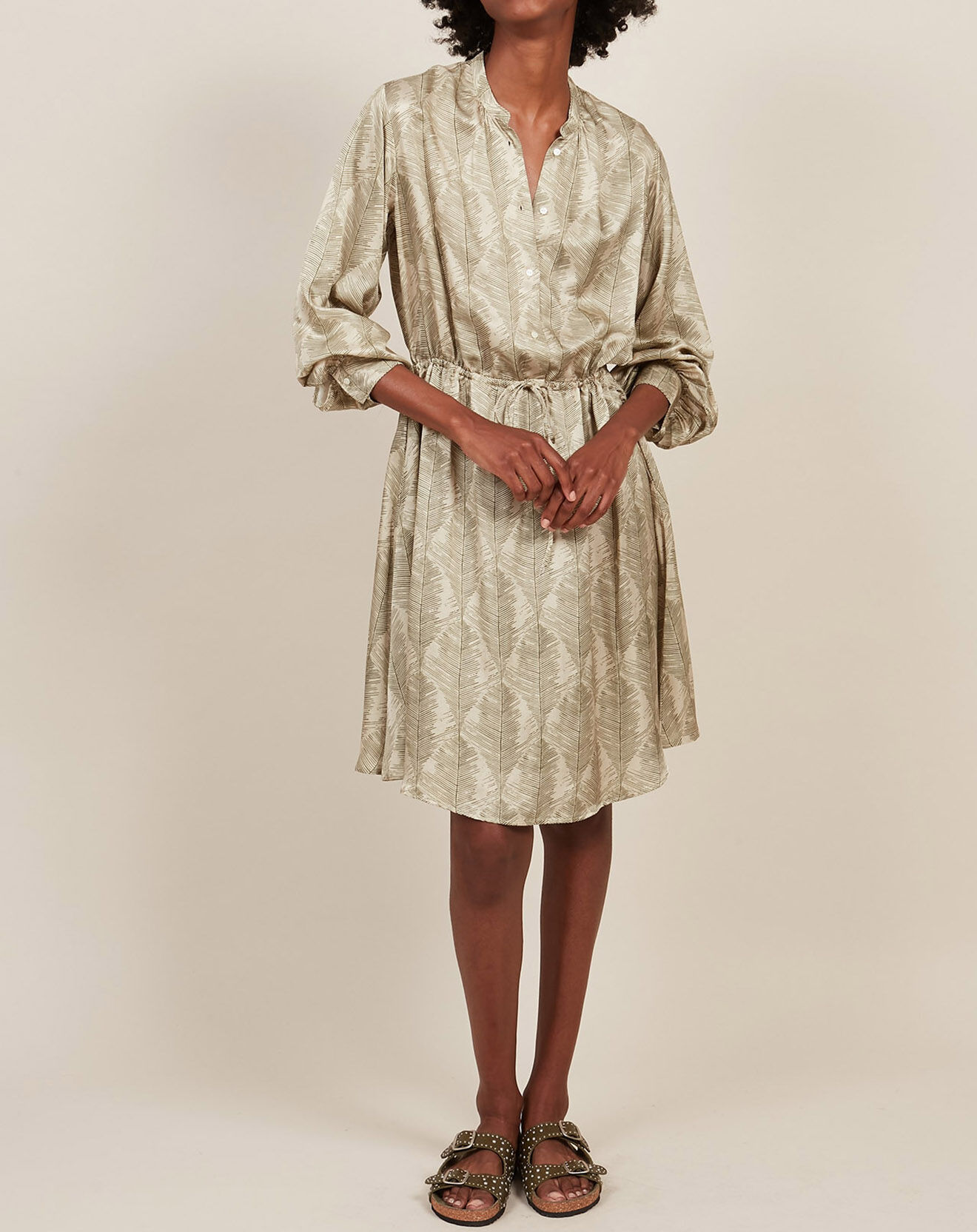 Hartford Robe en Soie mélangée Romane army/beige