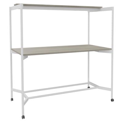 Table Coworking ELKI - L180 - plateau imitation chene gris - pied blanc