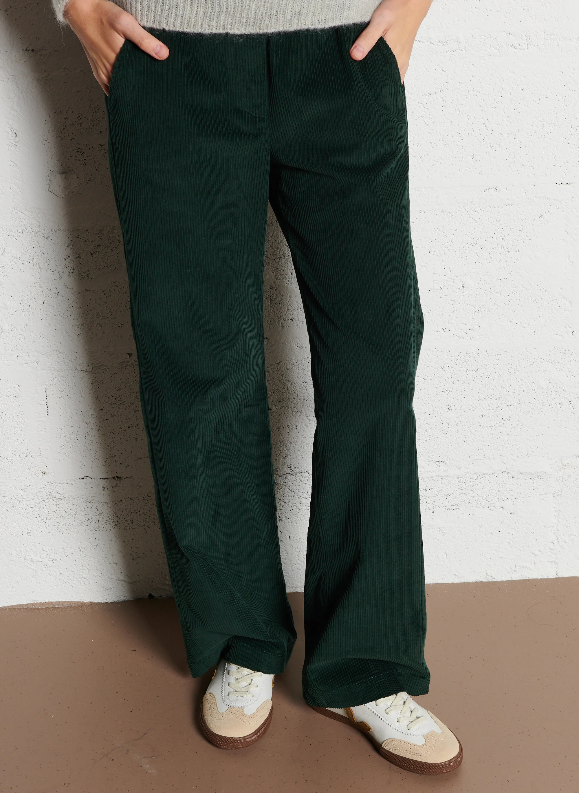 SIANOU - Pantalon droit en coton mélangé | Vert