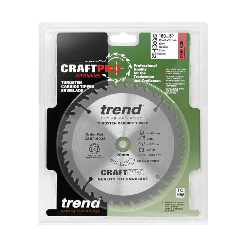 Trend cirkelzaagblad 160x20x2,2mm 36T