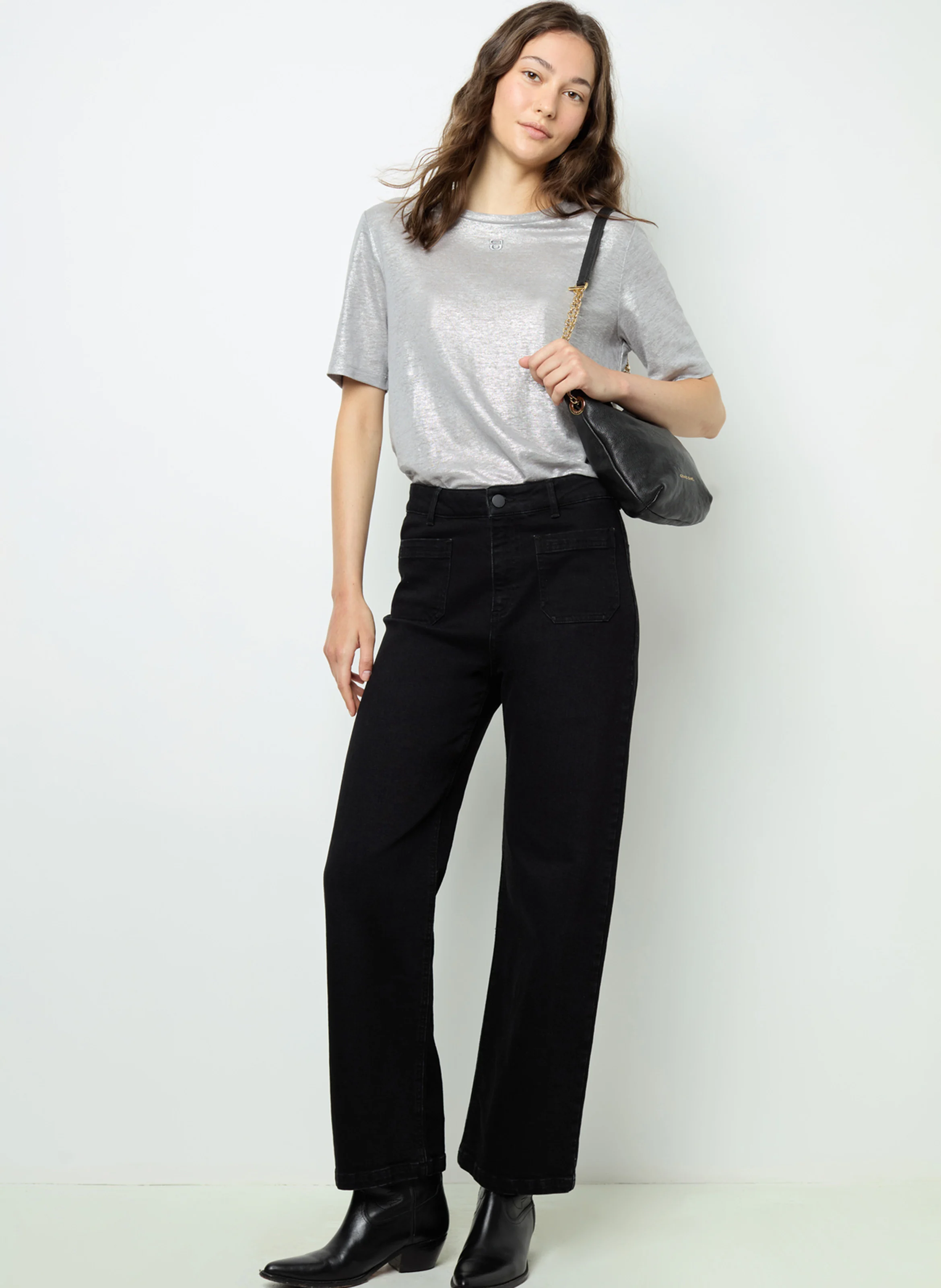 AIDA - Tee-shirt col rond en lin | Gris