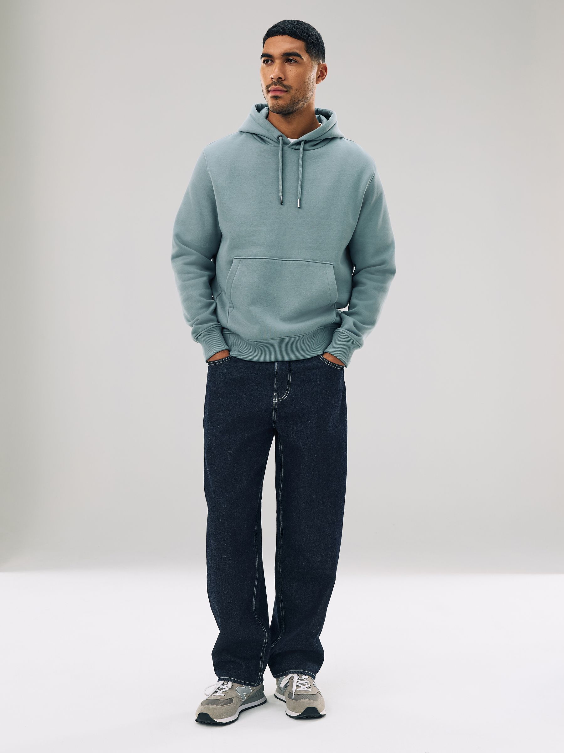 Blauw - Normale Pasvorm - Zwaargewicht Cotton Rich Jersey Hoodie