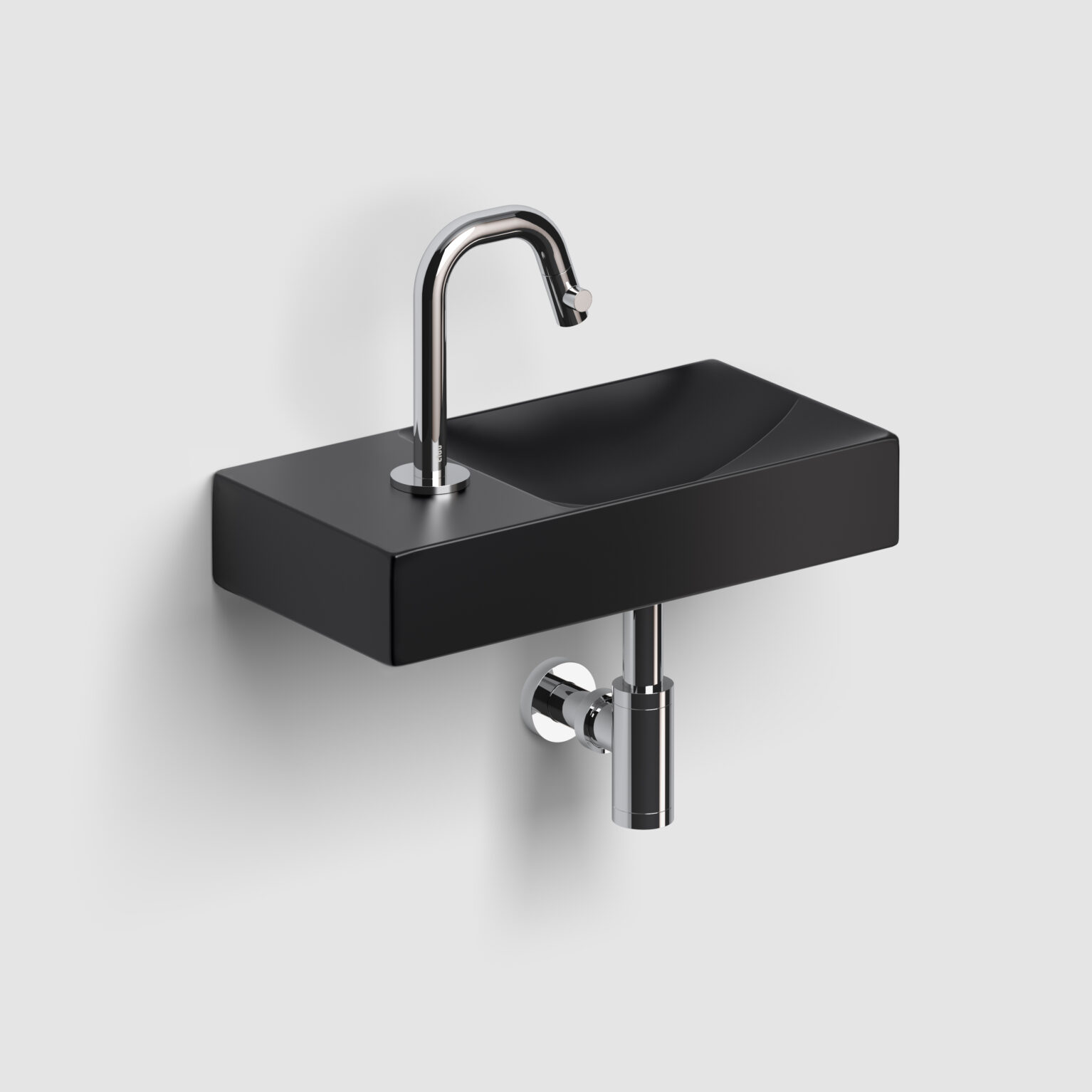 Clou Vale keramische fontein 38cm met kraangat links zwart mat