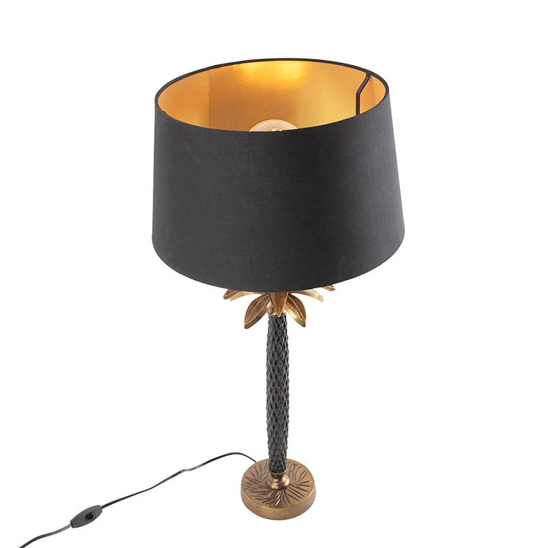 Art Deco tafellamp brons met zwarte kap 35 cm - Areka