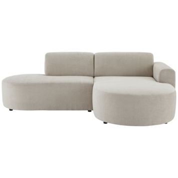 Hoekbank Loulou natural stof met ronde verlenging rechts