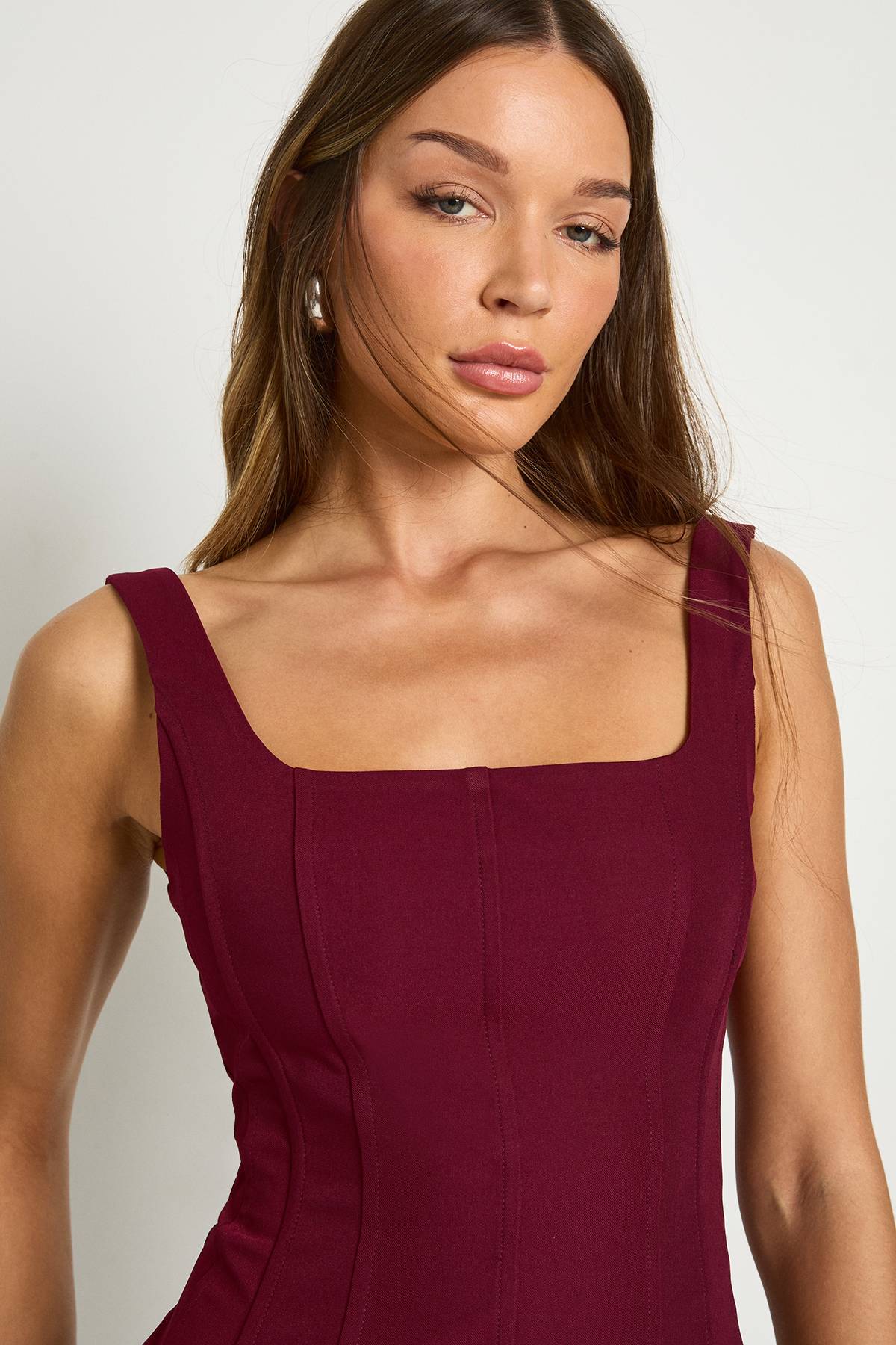 boohoo Haut Corset Structuré en Crêpe