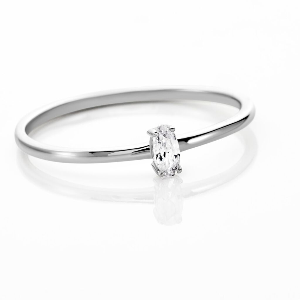Bague Solitaire Djime Argent Blanc Oxyde De Zirconium