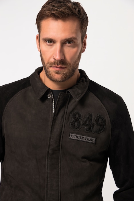 Lederblouson, Leder, feinstes Lammnappaleder, Hemdkragen, Knopfleiste