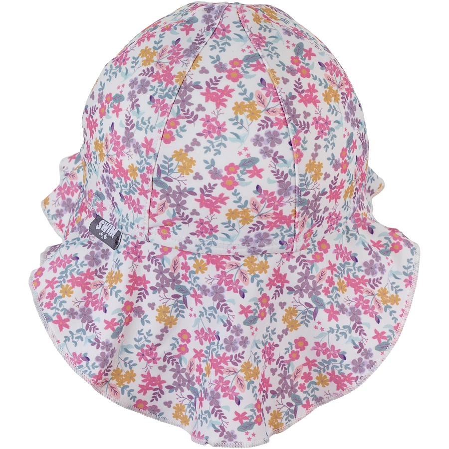 Sterntaler Schirmmütze mit Nackenschutz Blümchen ecru