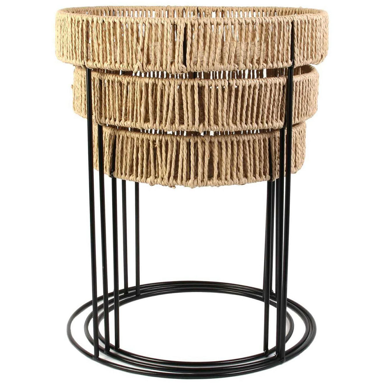 Home Deco Factory 3 Tables Gigognes beige/noir - 112x52x40 cm