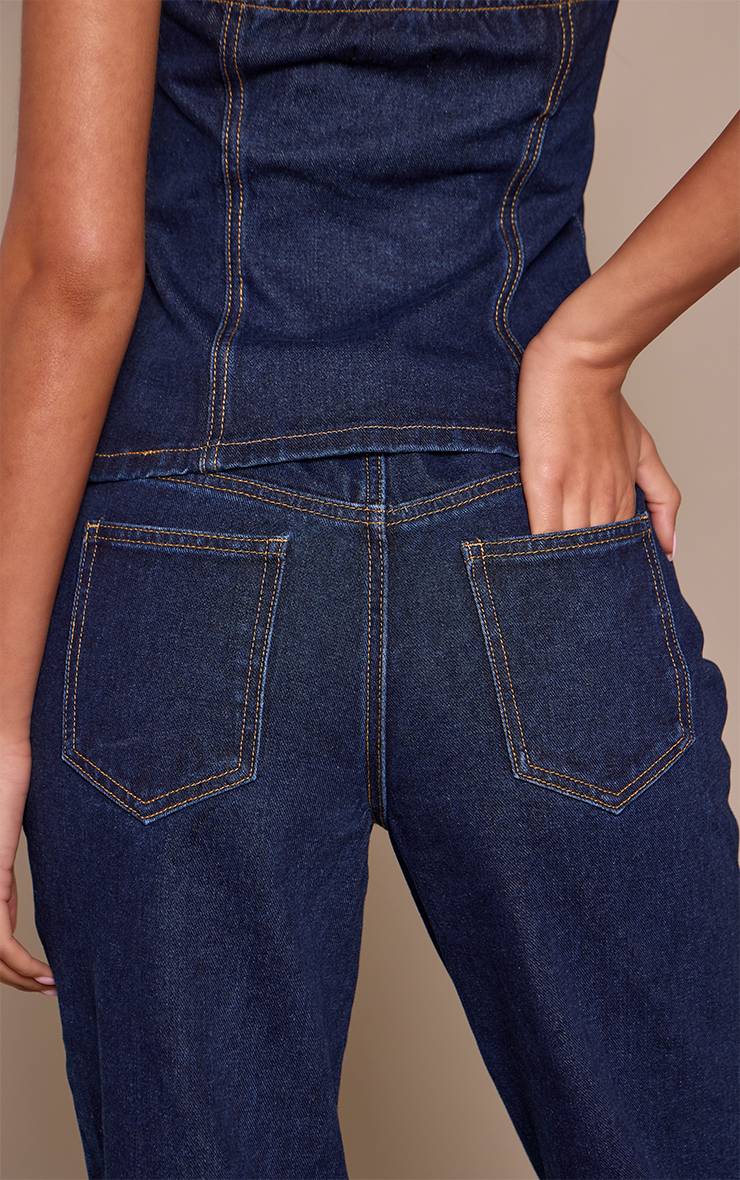 Bleu Indigo Jean Droit Taille Mi-haute Tall