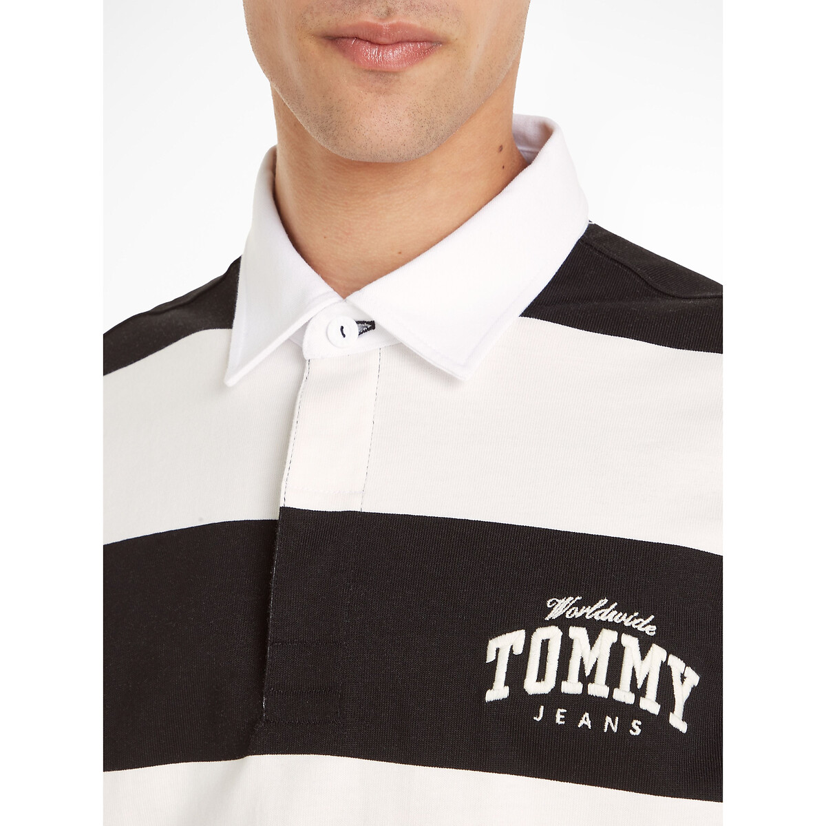 TOMMY JEANS<br>Camisa polo listrada com mangas compridas e largas