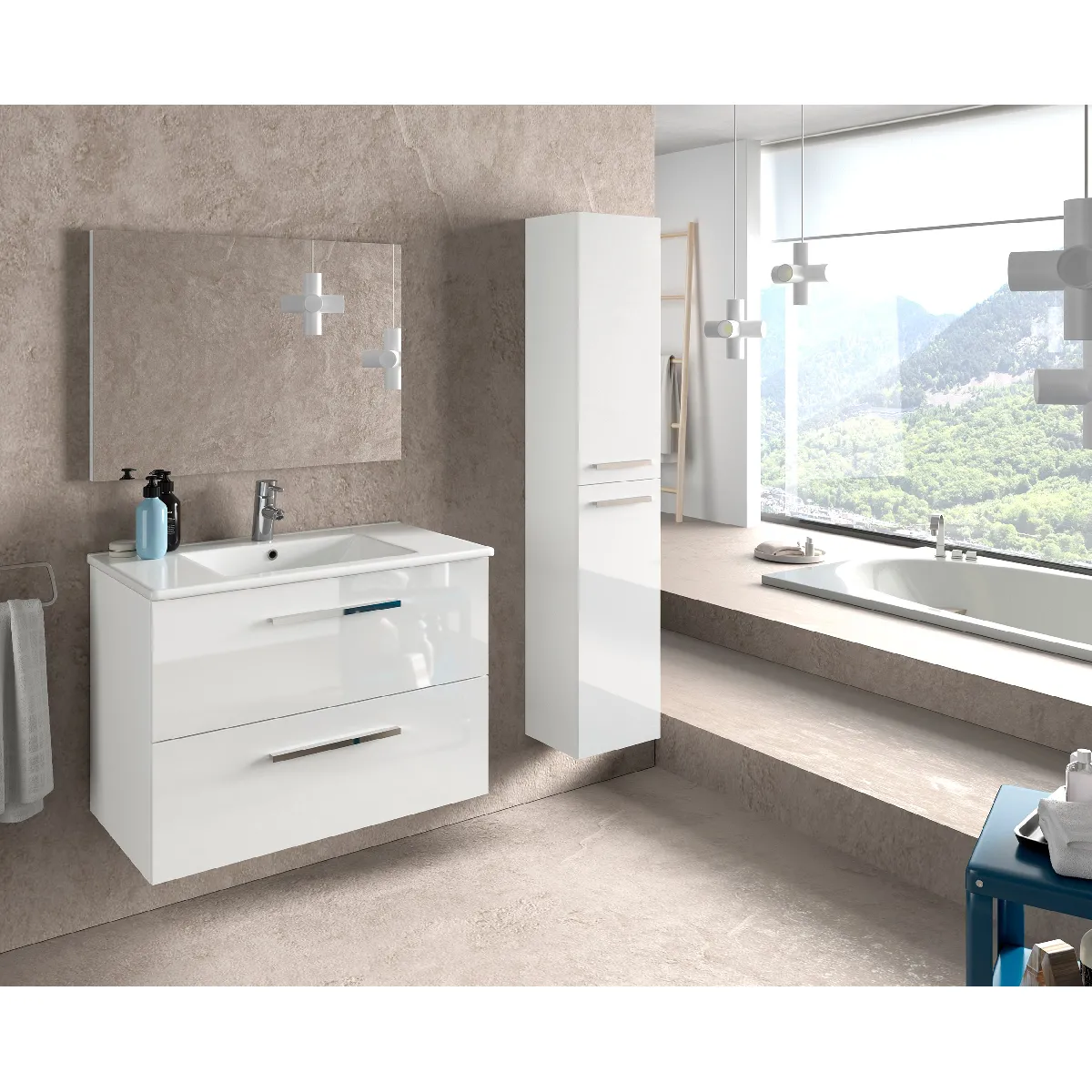 Alter Colonne de Salle de Bain Suspendue Blanc