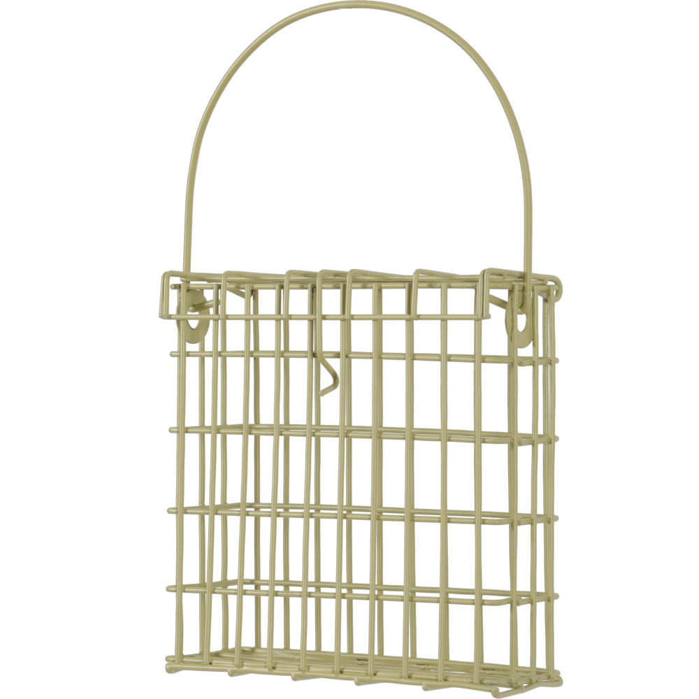 Support pour pain de graisse en métal vert lichen pour oiseaux