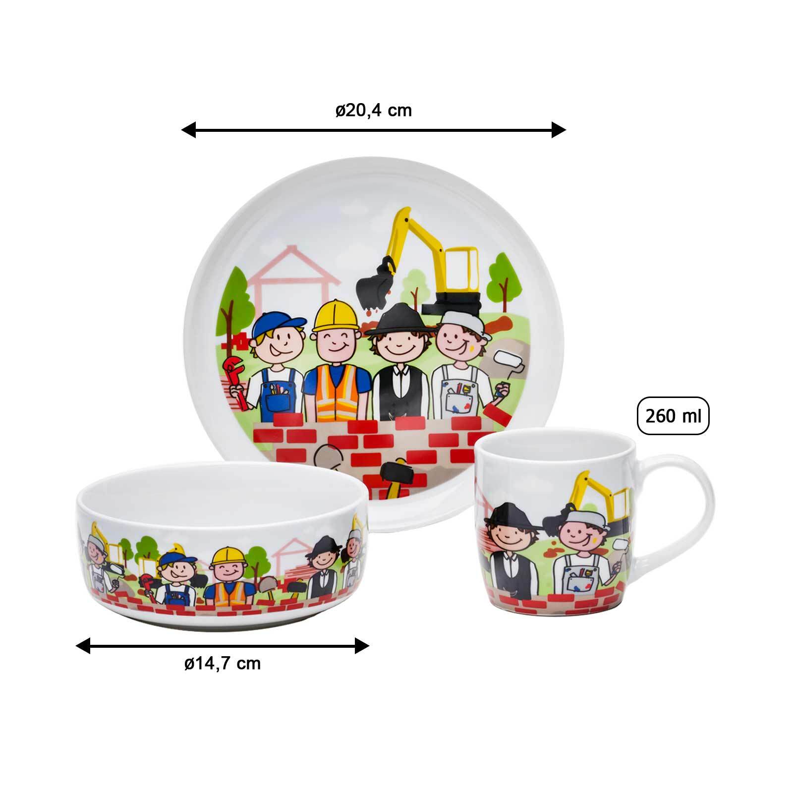 Van Well Kindergeschirr Set Baustelle 3er Set