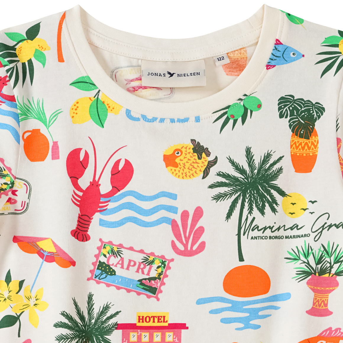 Jonas Nielsen Mädchen T-Shirt mit Urlaubs-Motiven creme
