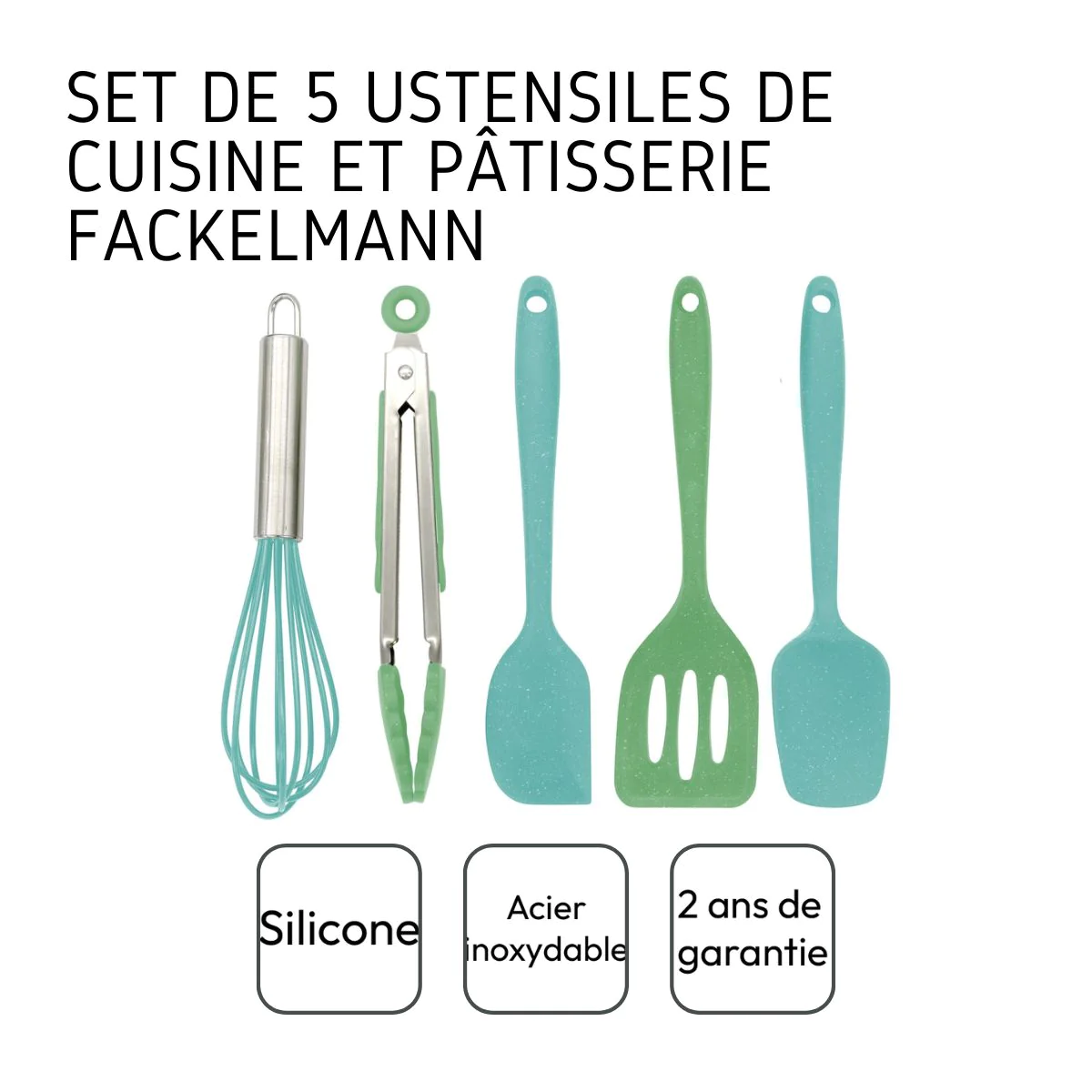 5 ustensiles de cuisine pour enfants en silicone Mini Monster Fackelma