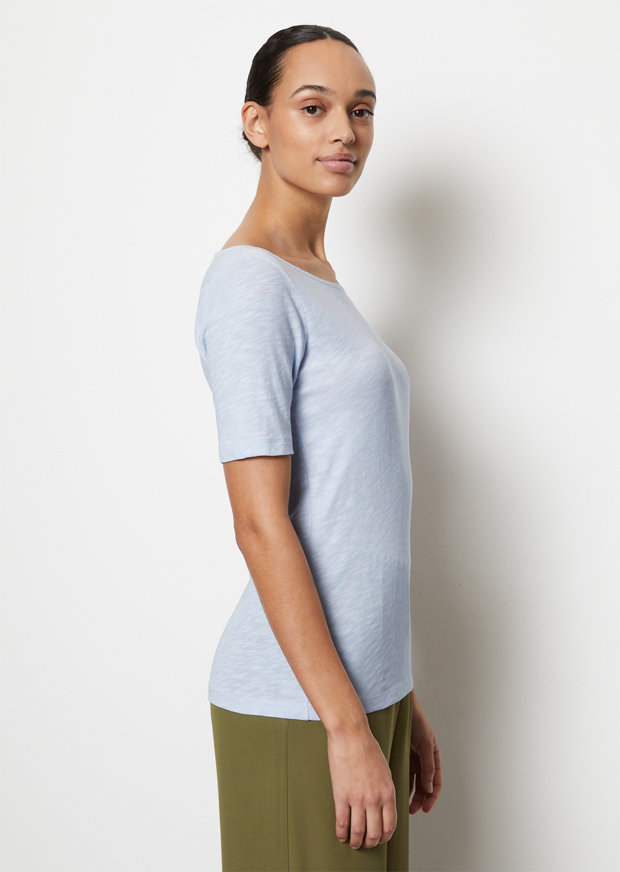 U-Boot-T-Shirt regularaus softem Slub-Jersey
