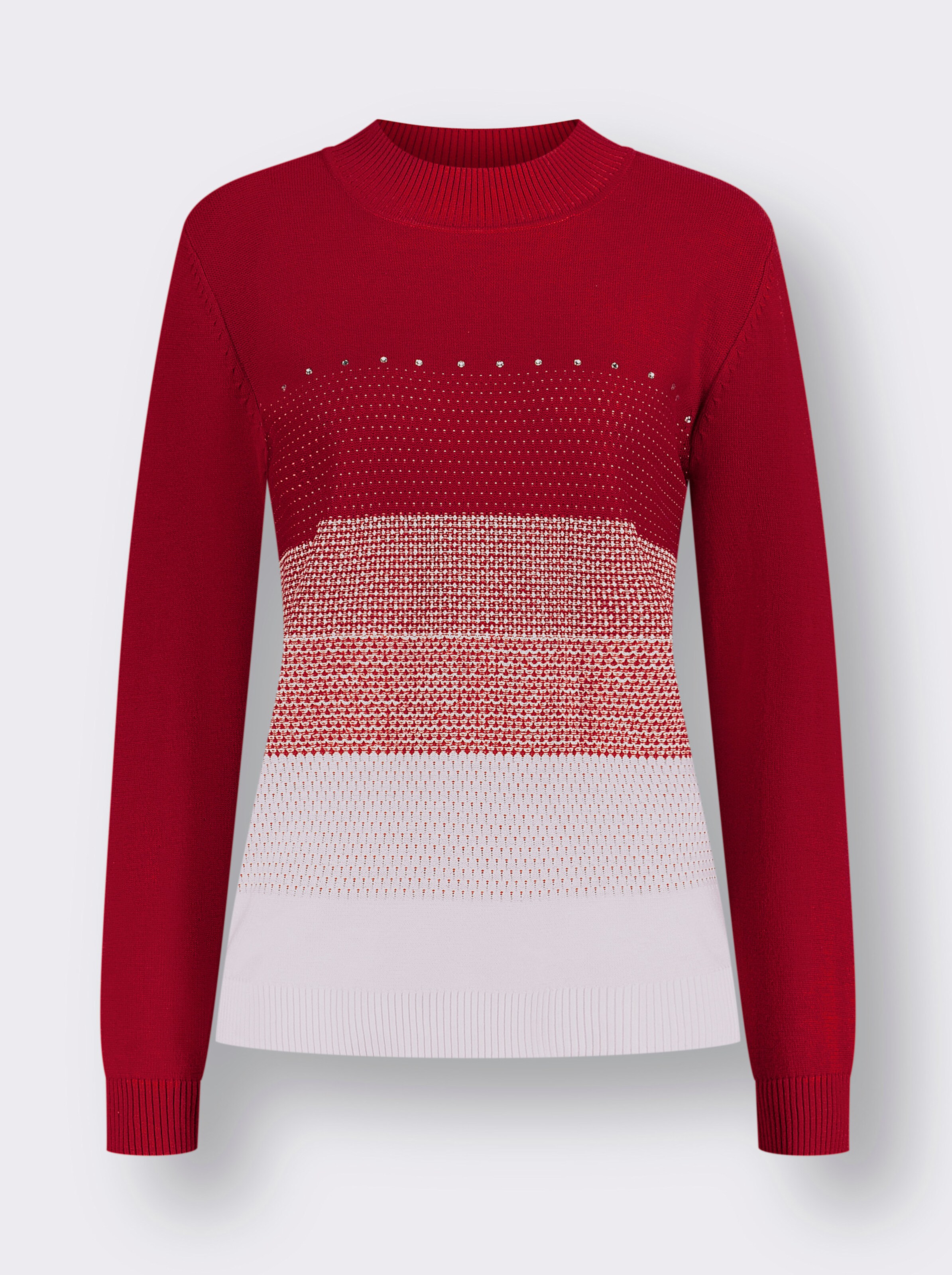 Stehkragenpullover mit glänzenden Ziersteinchen