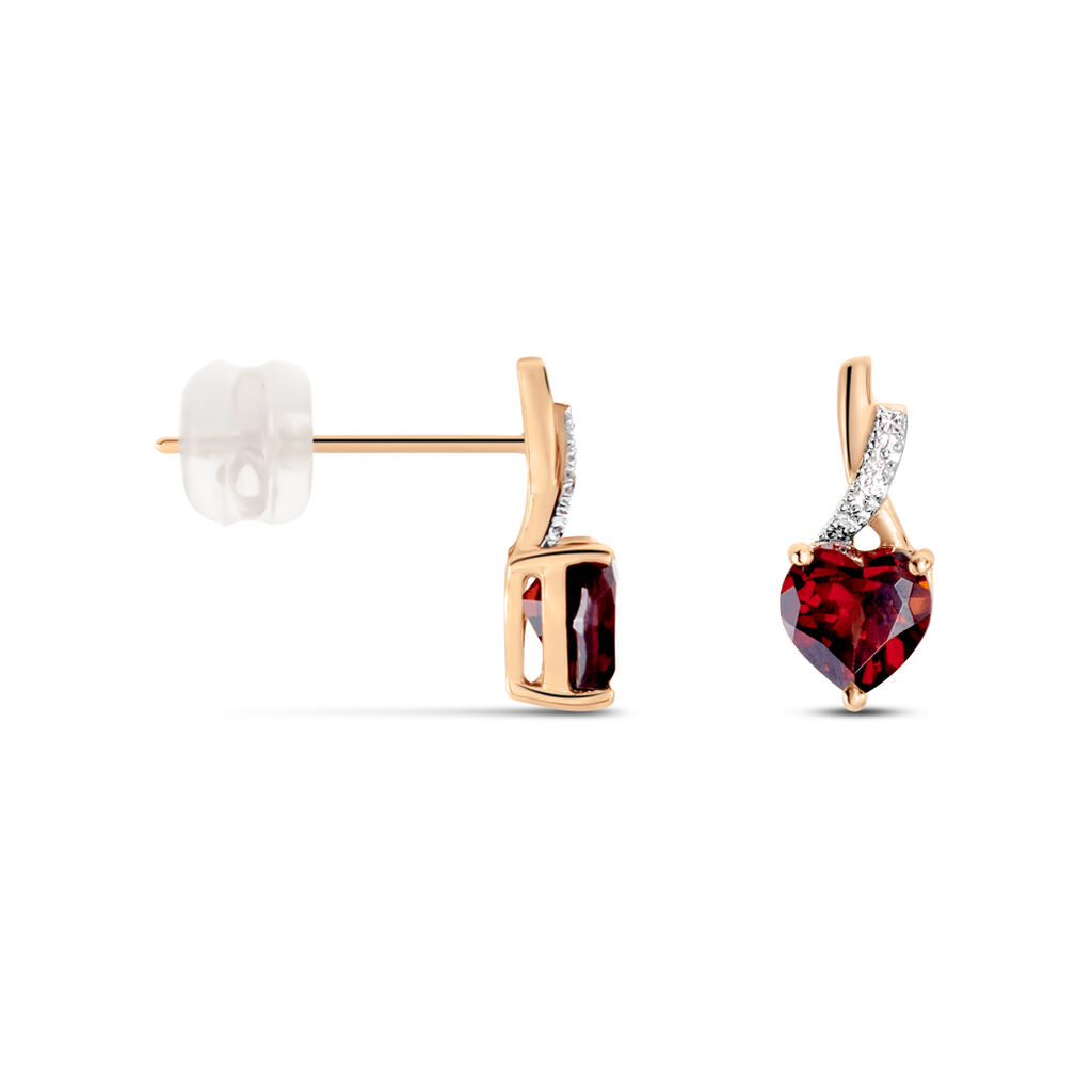 Boucles D'oreilles Puces Or Rose Clothilde Rhodolite